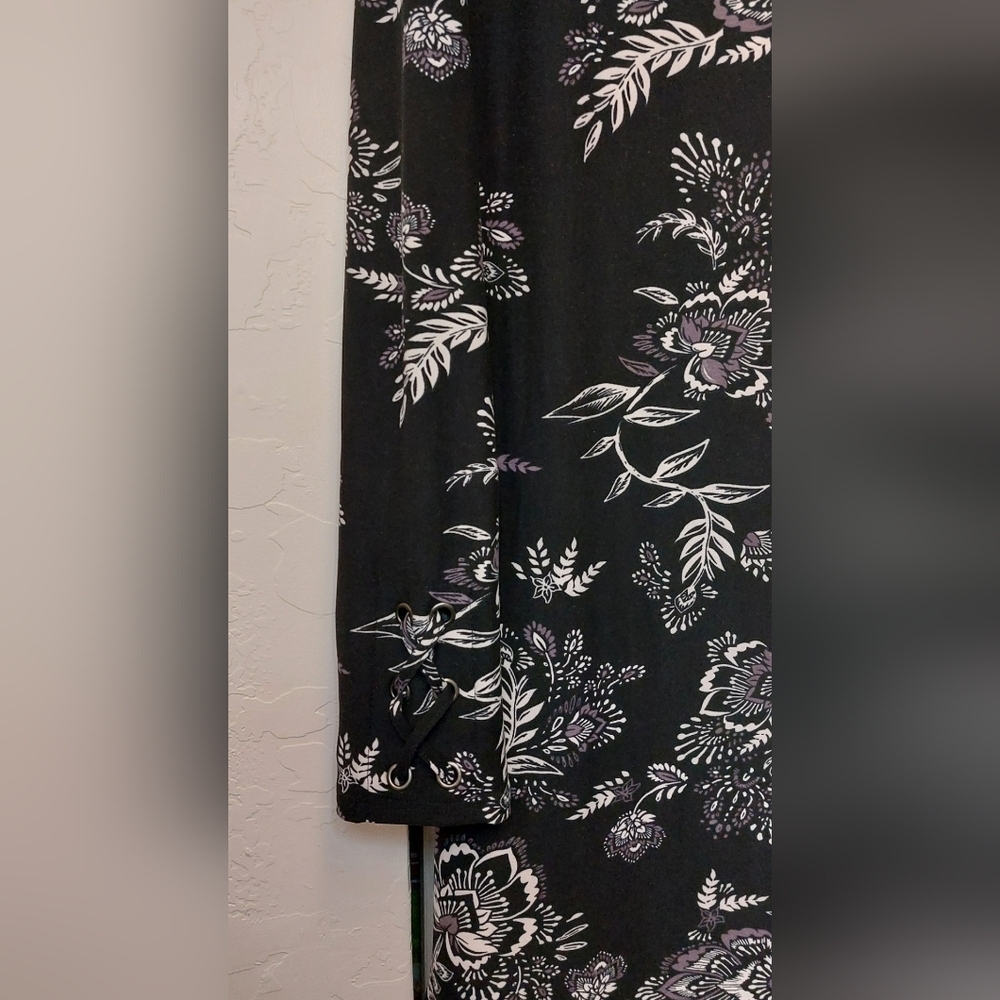 Mudd Size Medium Midi Sheath Floral Dress Long Sleeve Boho Comfy Soft Casual - Picture 2 of 10